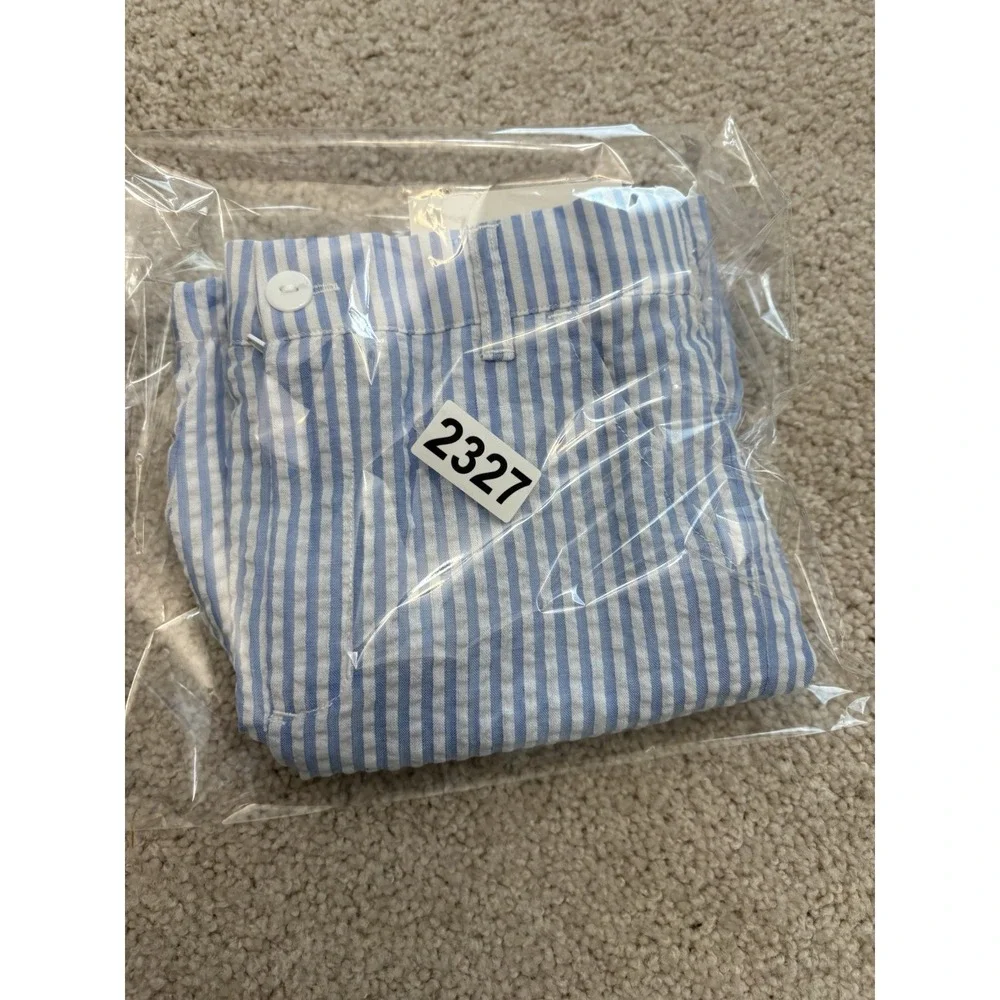 New Bella Bean Striped Seersucker Shorts Blue Size 8